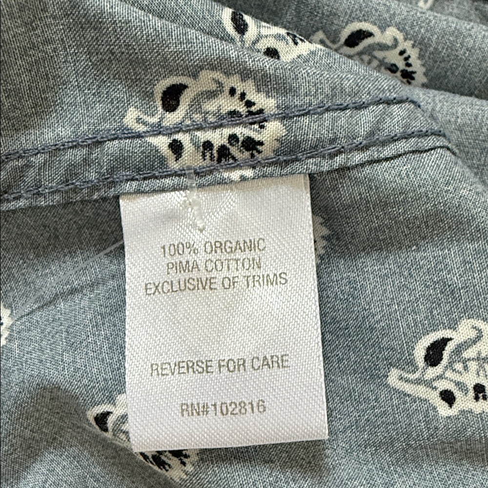 Garnet Hill Blue Gray Patterned Button Down Shirt - image 5